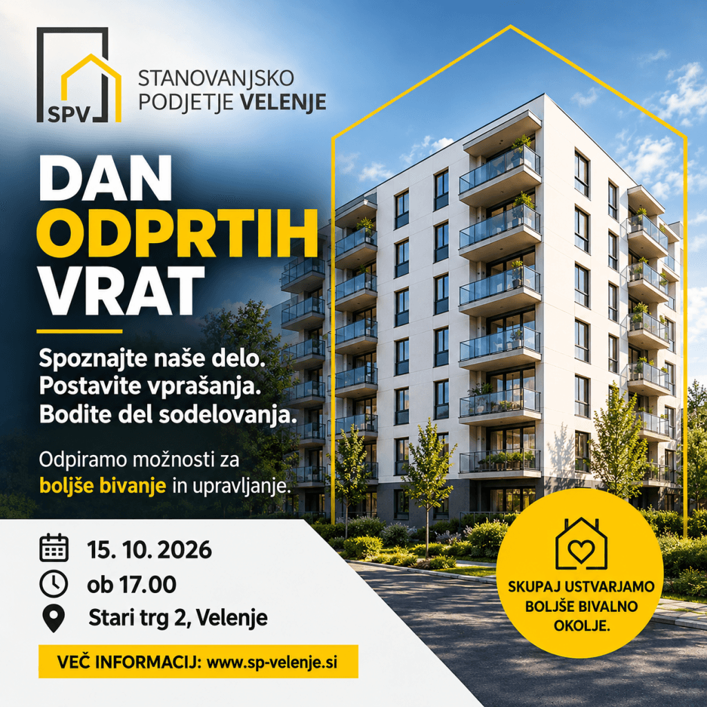 Vabilo na Dan odprtih vrat, 15.9.2026 v prostorih SPV Velenje.